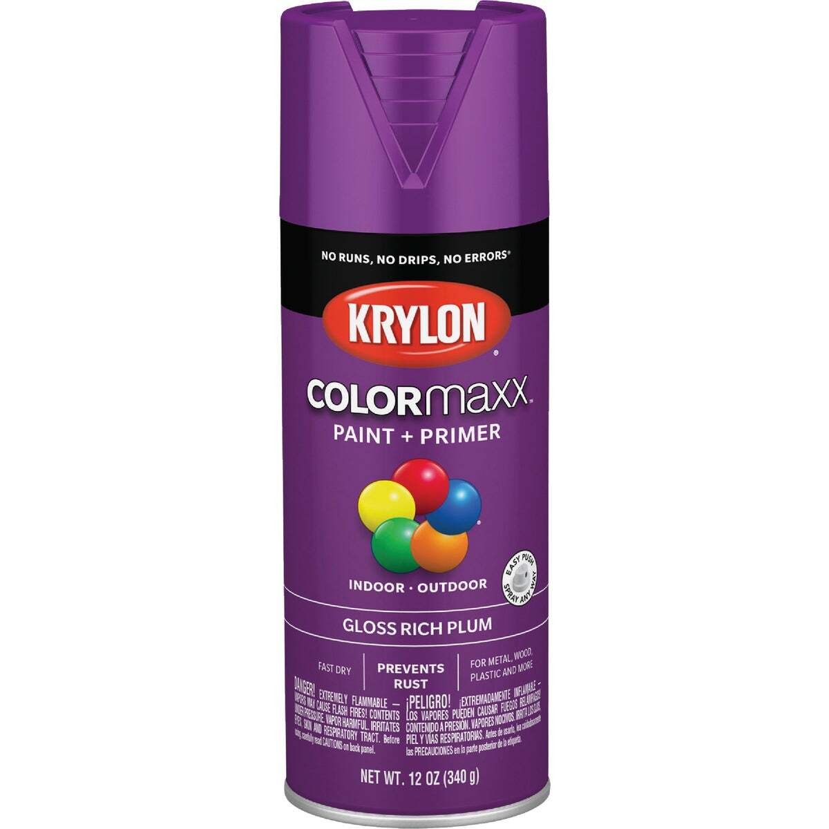 KRYLON 5536 COLORmaxx Spray Paint, Gloss, Plum, 12 oz, Aerosol Can