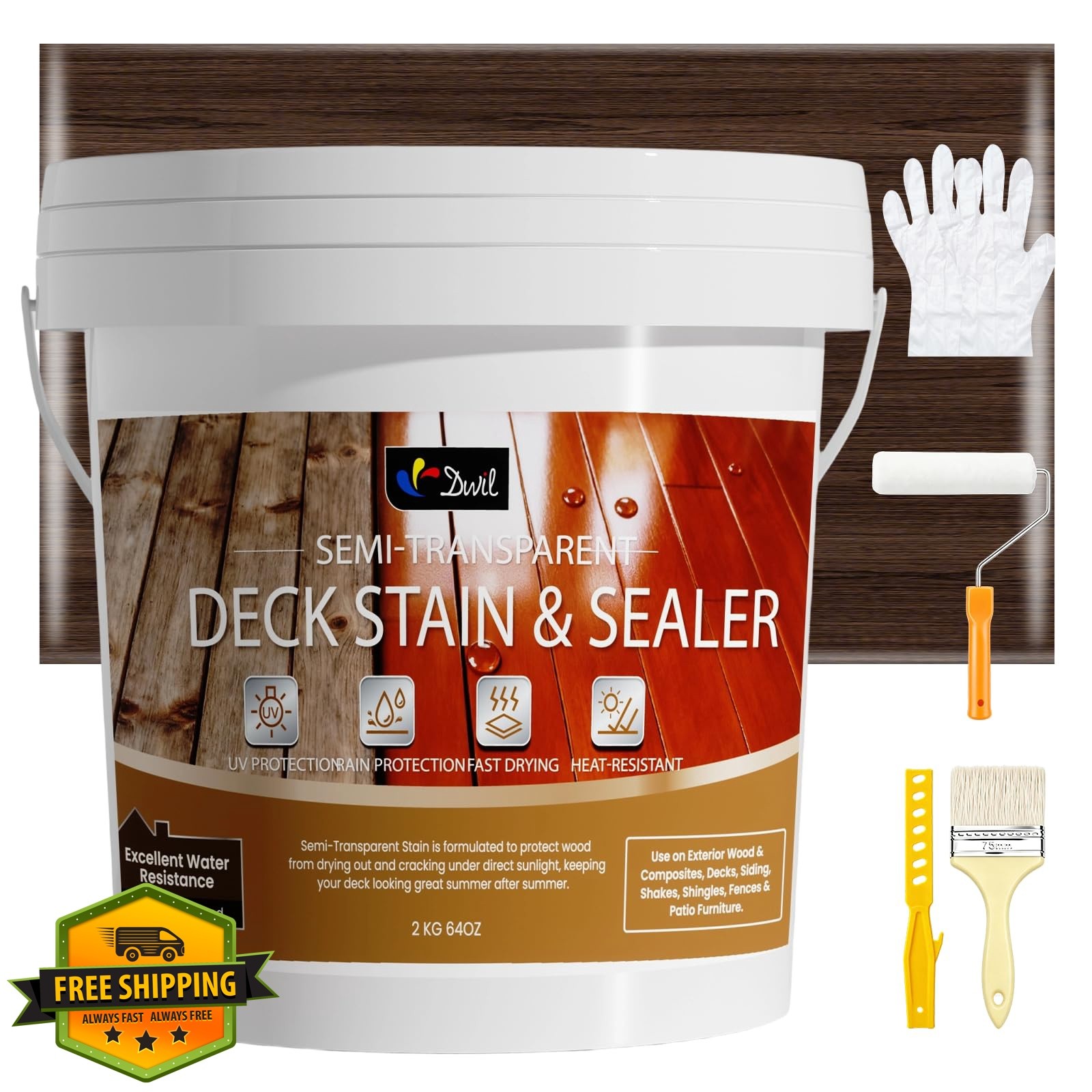 DWIL Dark Brown 64oz Water Based Wood Stain Sealer