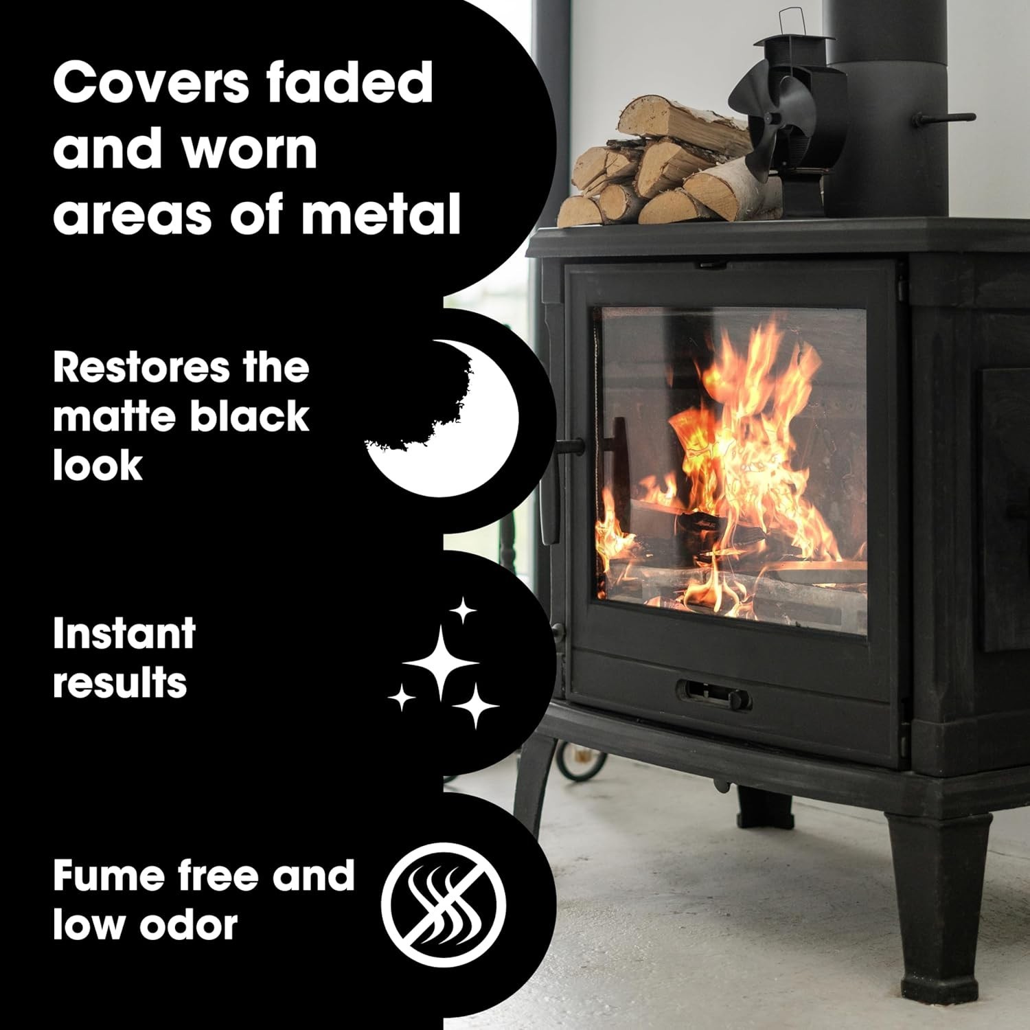 High Heat Stove Restorer Paint Matte Black for Fireplaces and Grates 8.5oz