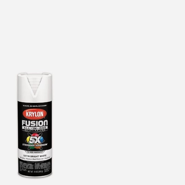(12)-Krylon Fusion All-In-One 12 Oz. Satin Spray Paint, Bright White K02734007