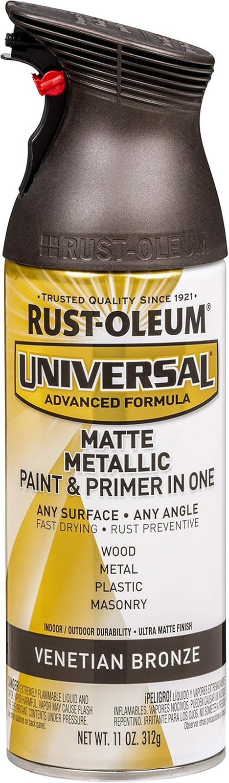 353092 Universal All Surface Metallic Spray Paint, 11 Oz, Matte Venetian Bronze