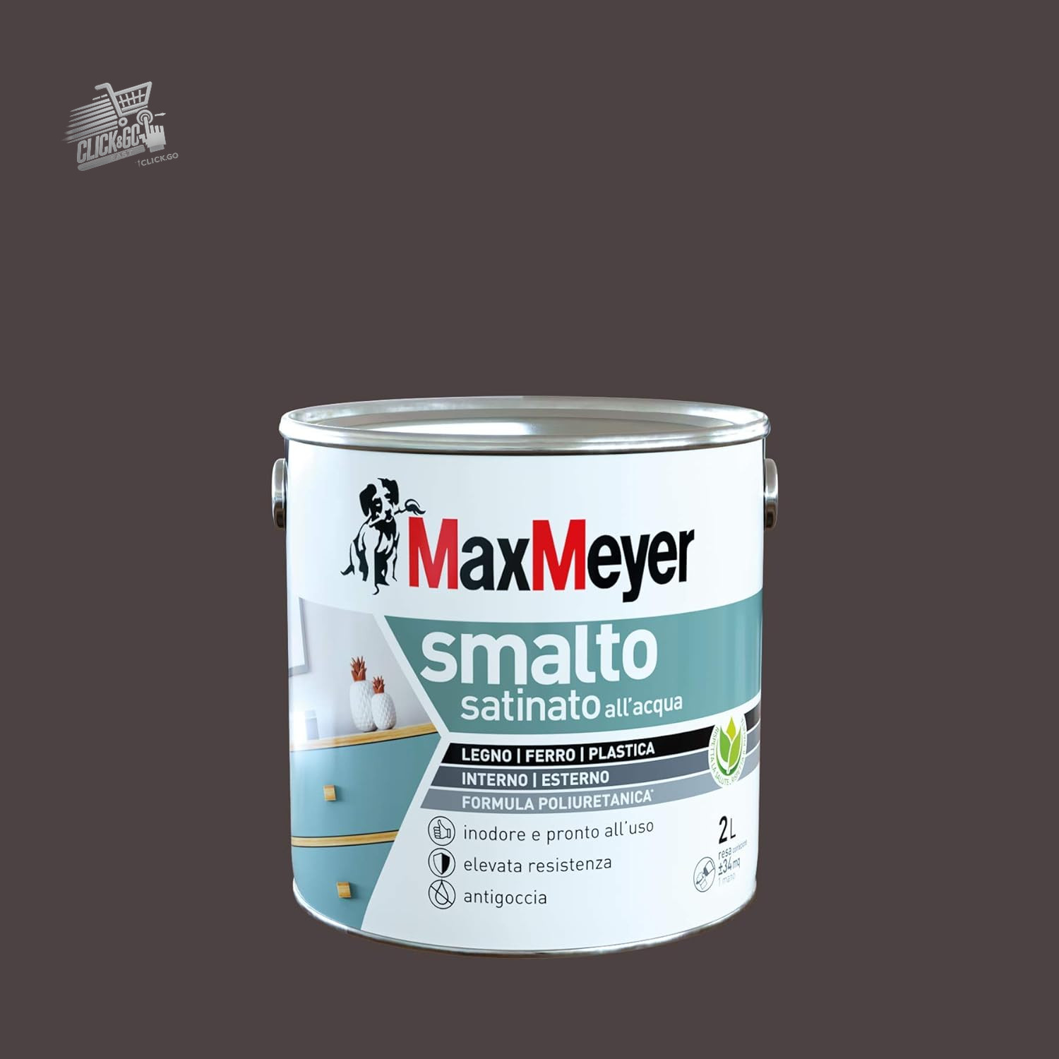 WATER ENAMEL SATIN POLYURETHANE BROWN 2L PAINT IRON WOOD WALL COVERING