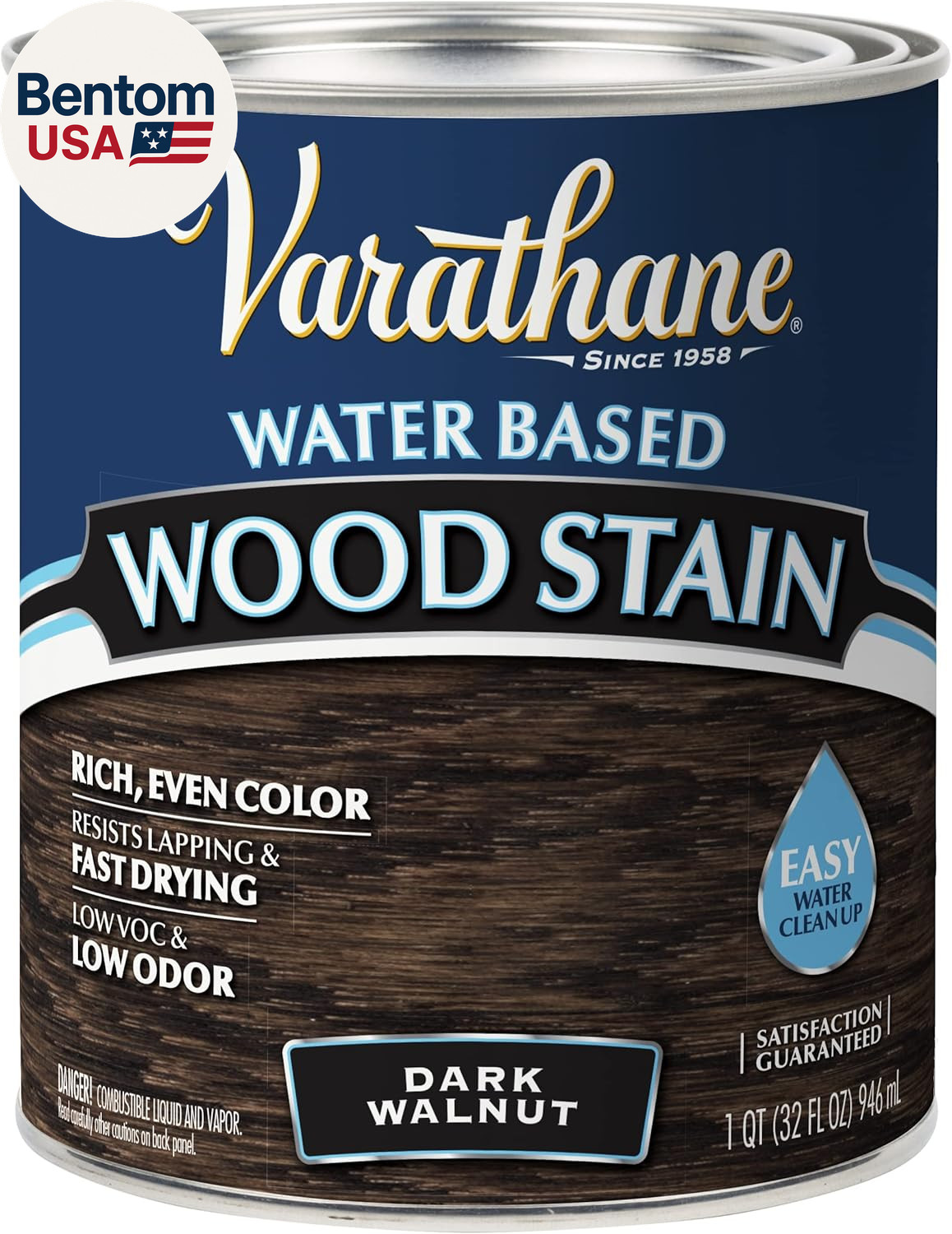 381119 Water Based Wood Stain, Quart, Dark Walnut