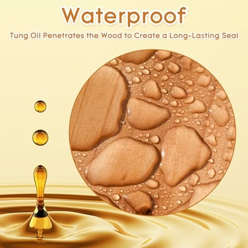 10 OZ Pure Tung Oil for Wood Outdoor/Indoor, Food Grade Sealer, Tung 10 Ounce