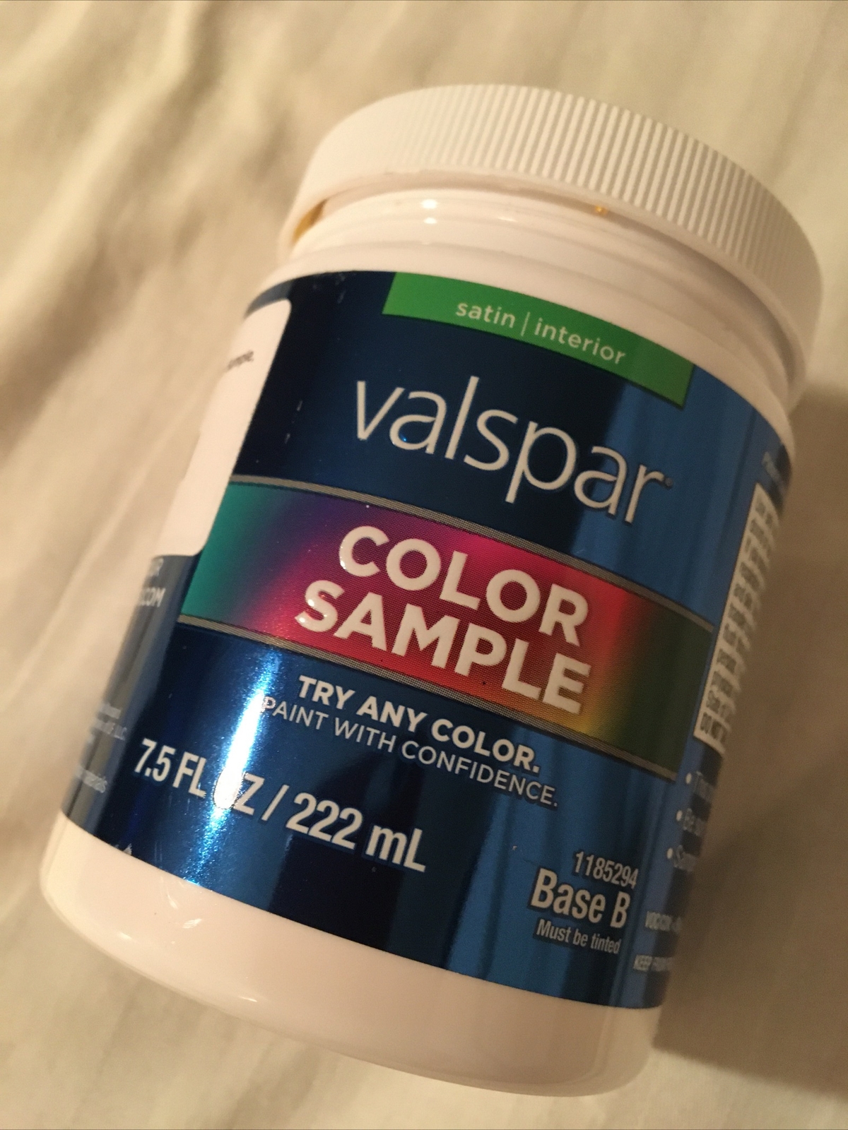VALSPAR Color Sample POLLEN POWDER Base A Interior Satin 7.75 Fl Oz, Mixed Paint