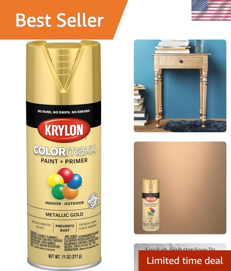 Versatile 11oz Metallic Gold Spray Paint – Ideal for Indoor or Outdoor Projects