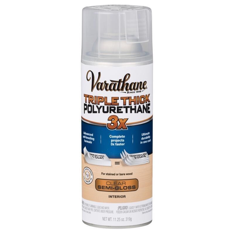 Varathane 318291 11.25 oz Semi Gloss Water Based Polyurethane Spray – Pack of 3
