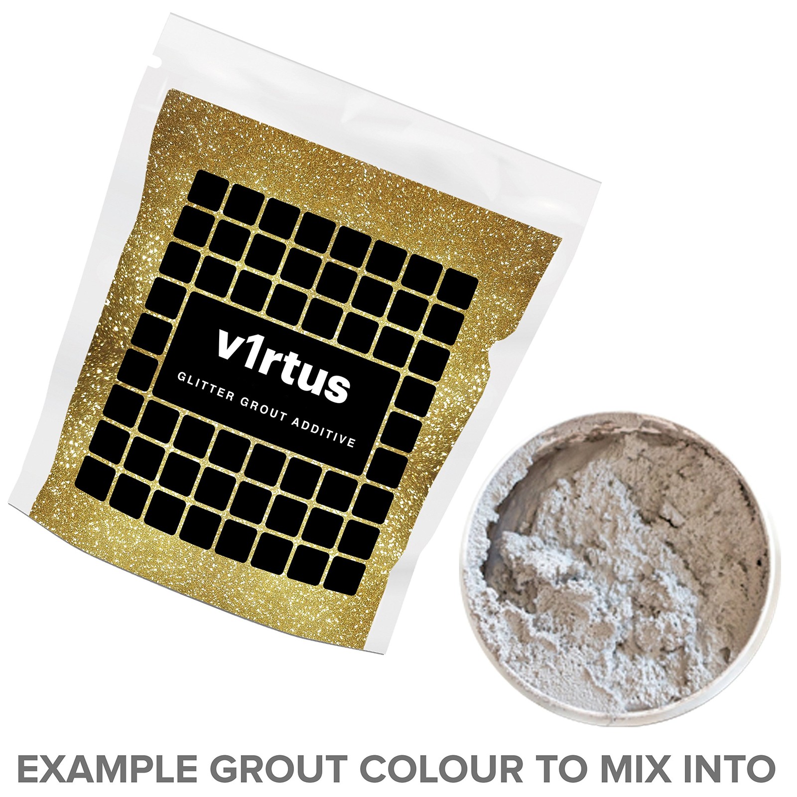 v1rtus Gold Glitter Grout Tile Additive 100g / 3.5oz for Wet Room Bathroom