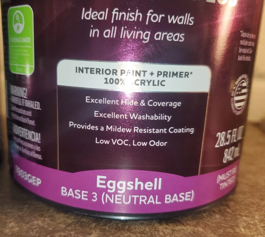 New! 2 Cans Glidden HEP Interior Paint Base – Eggshell Stage/Base 3