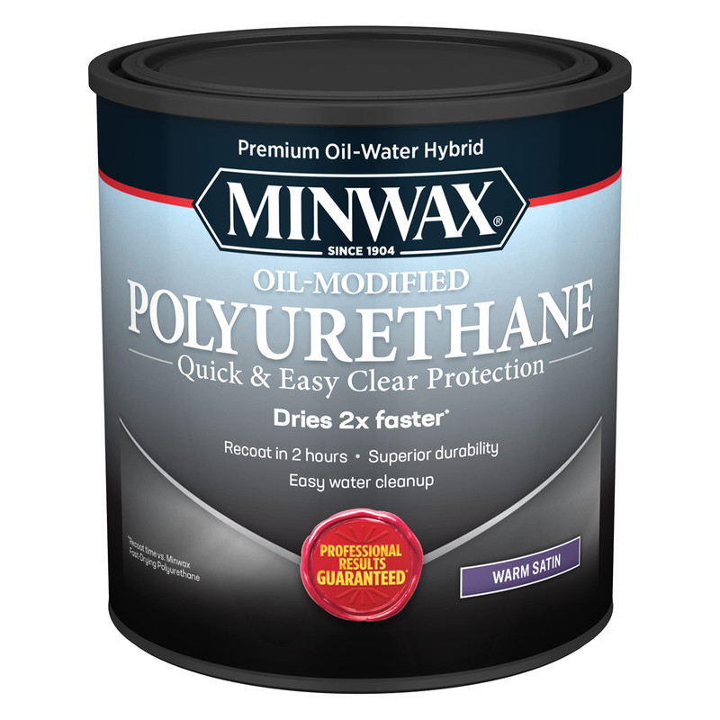 Minwax Water Based Oil-Modified Polyurethane Warm Satin Clear 1 Quart 630250444