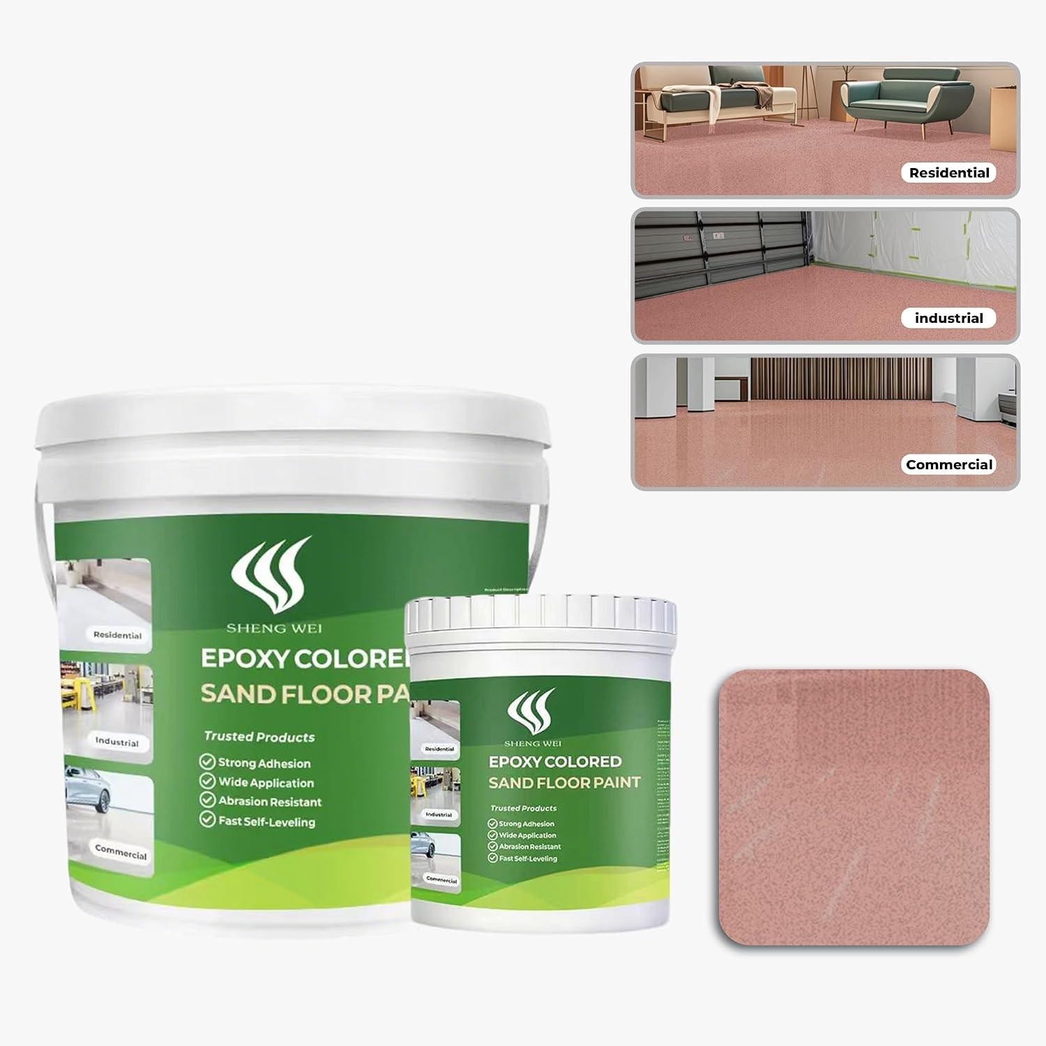 Self Leveling Epoxy Color Sand Floor Paint with Marble Texture Finish, 1 Gallon,