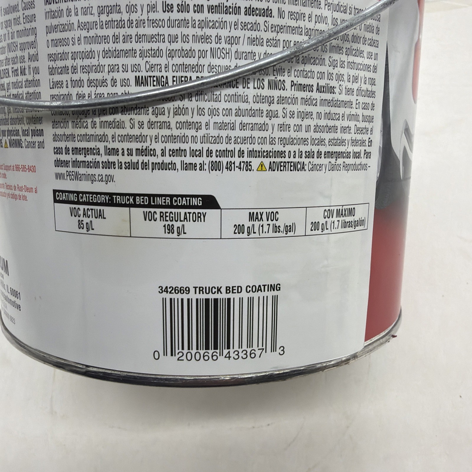 Black, Rust-Oleum Automotive Truck Bed Coating-342669, Gallon