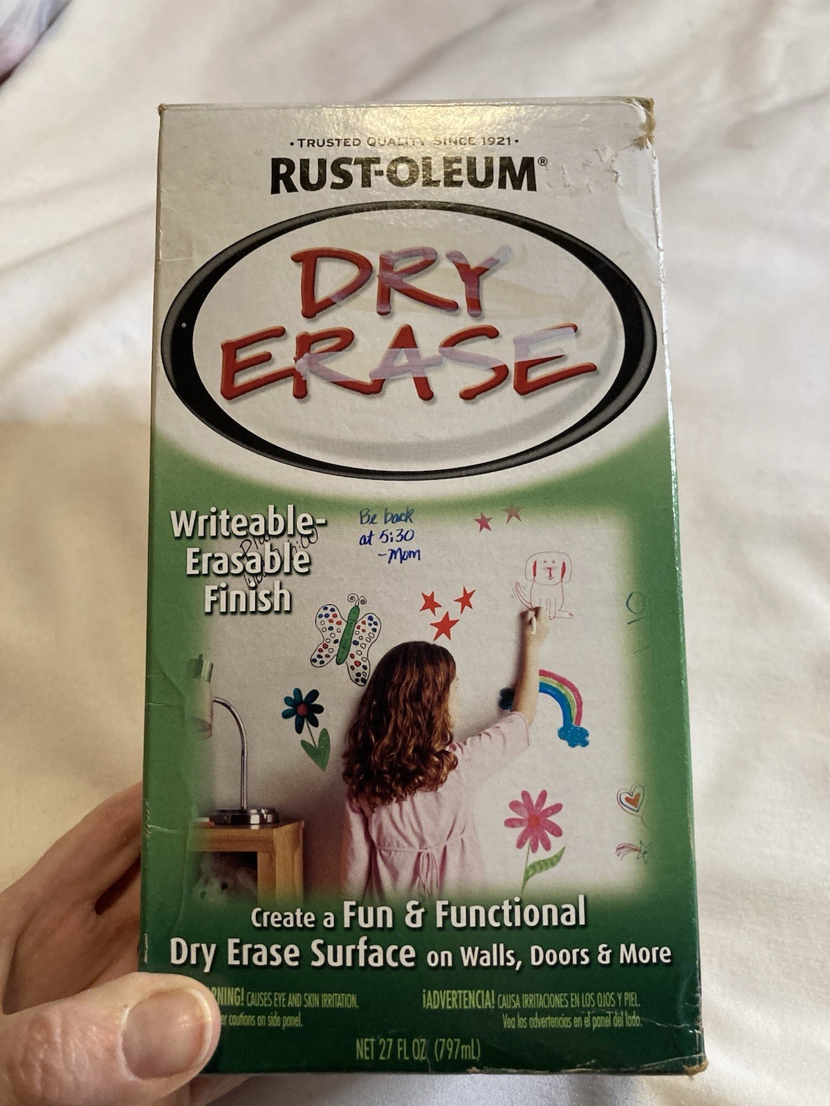 Rust-Oleum Dry Erase Paint Smooth Style White 27 fl oz Writeable Erasable Finish