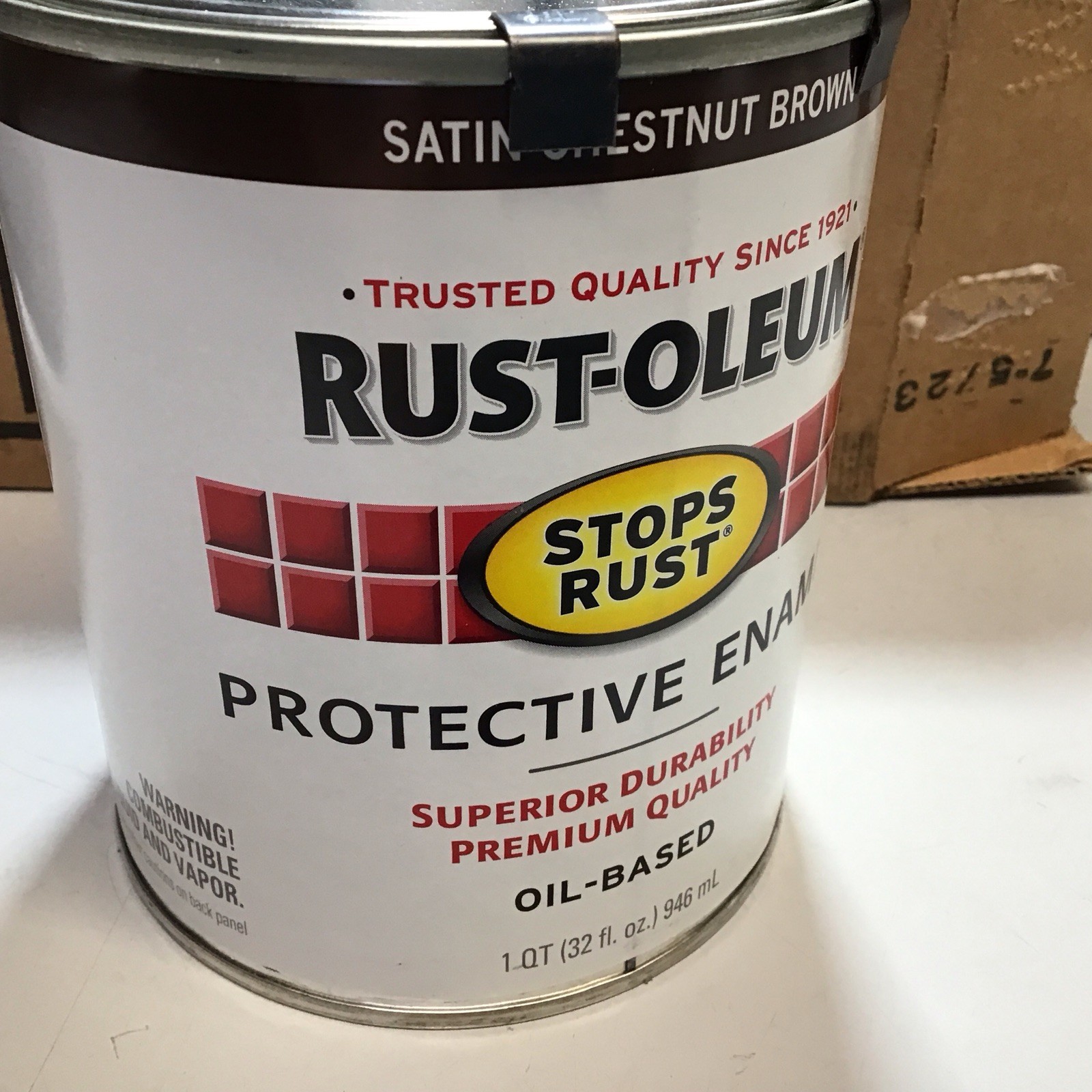 Rust-Oleum 7774502-2PK Stops Rust Brush On Paint, Quart, Satin Chestnut Brown