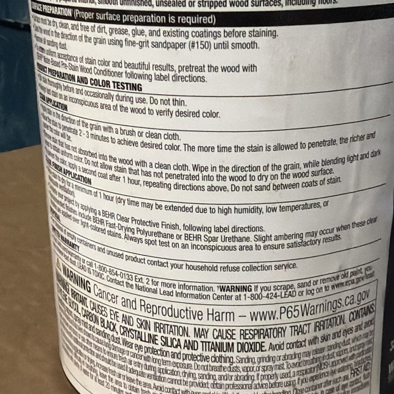 One Quart Behr Premium Fast Drying Water-based Wood Stain Weathered Gray B4536