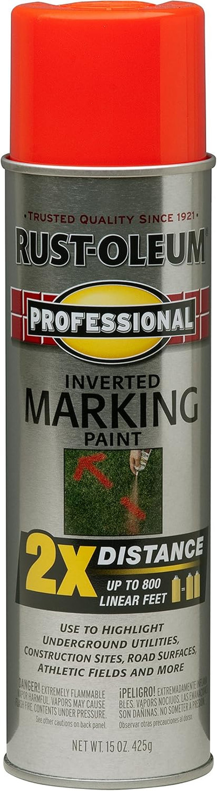 266590 Professional 2X Distance Inverted Marking Spray Paint, 15 Oz, Fluorescent