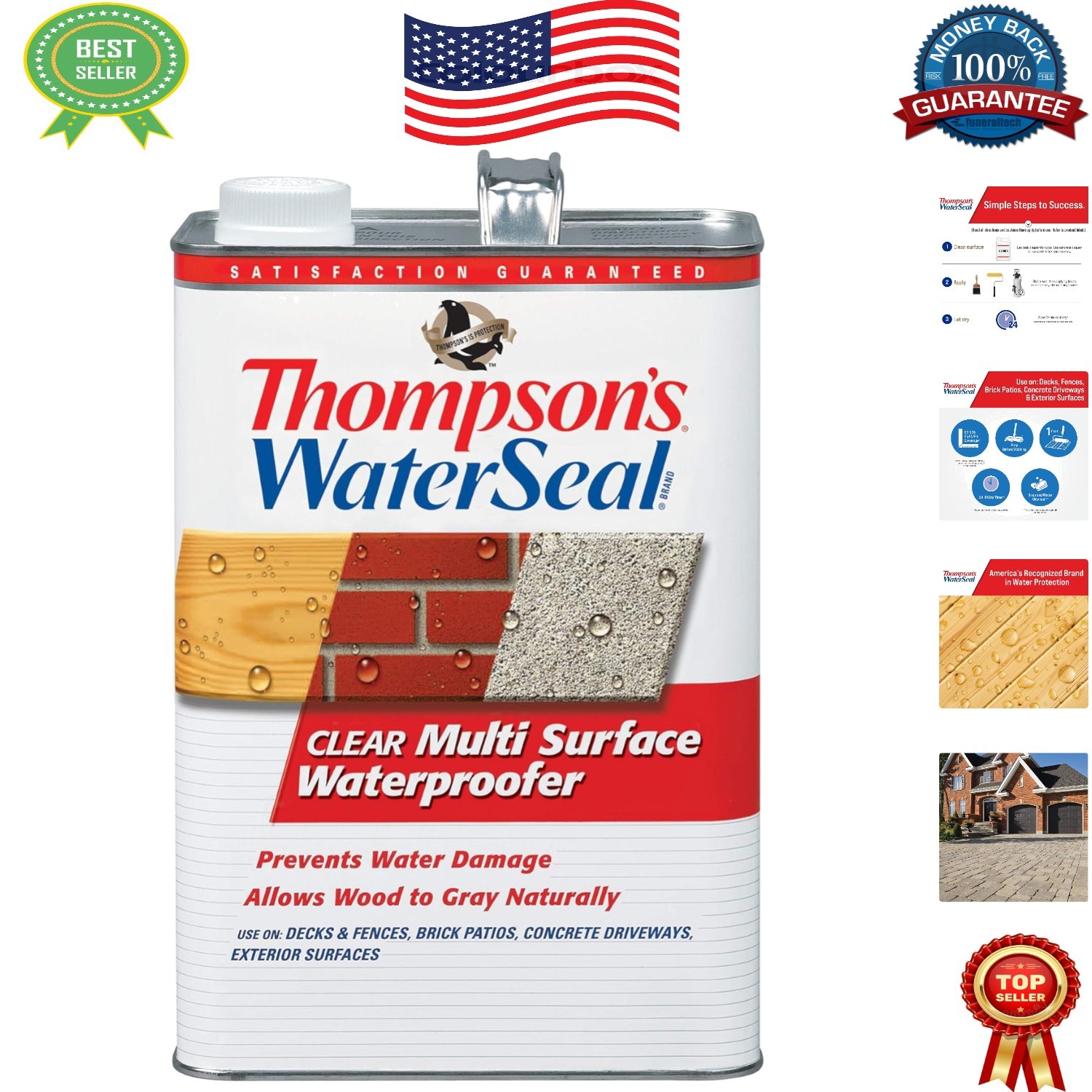 Clear Waterproofing Stain by Thompson’s WaterSeal – Protects Wood & Concrete