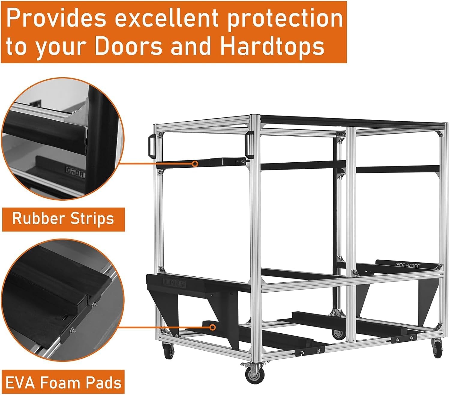 Doors Hardtop Holder Storage Rack Movable Cart for TJ JK JL JT Gladiator Bronco