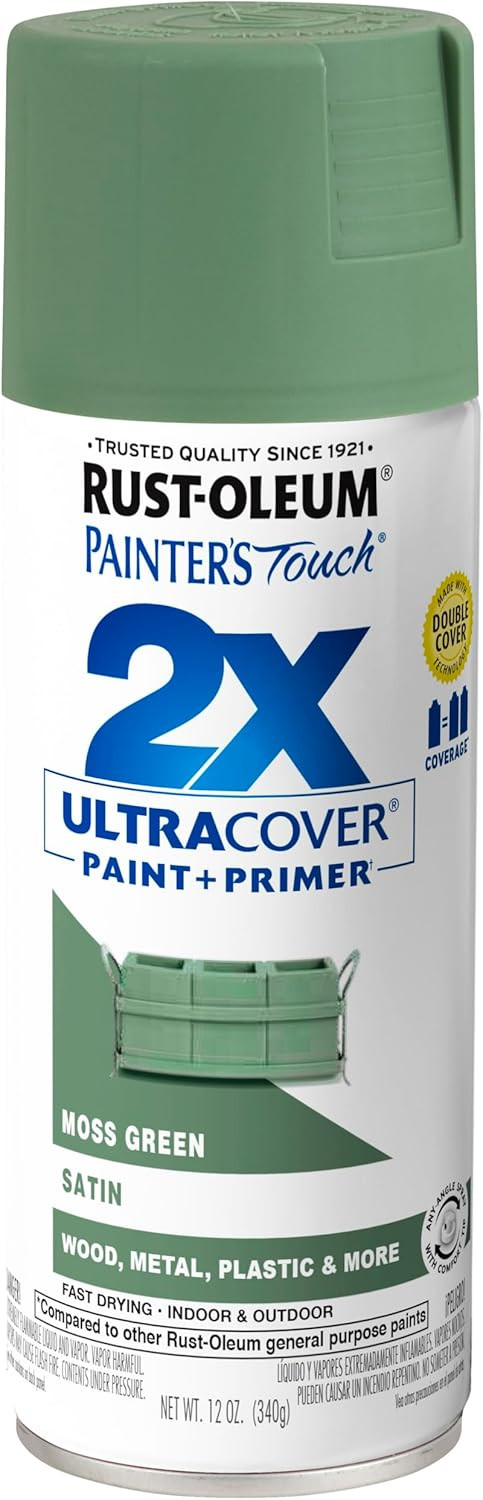 Rust Oleum 12 Ounce Painter’s Touch 2X Spray Paint Moss Green Satin Finish