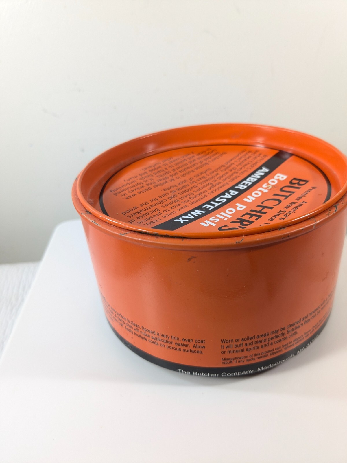 Vintage Butcher’s Wax Boston Polish Amber Paste Wax 16 oz Tin READ