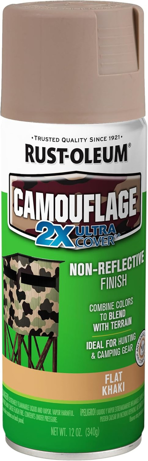 279177 Camouflage 2X Ultra Cover Spray Paint, 12 Oz, Khaki
