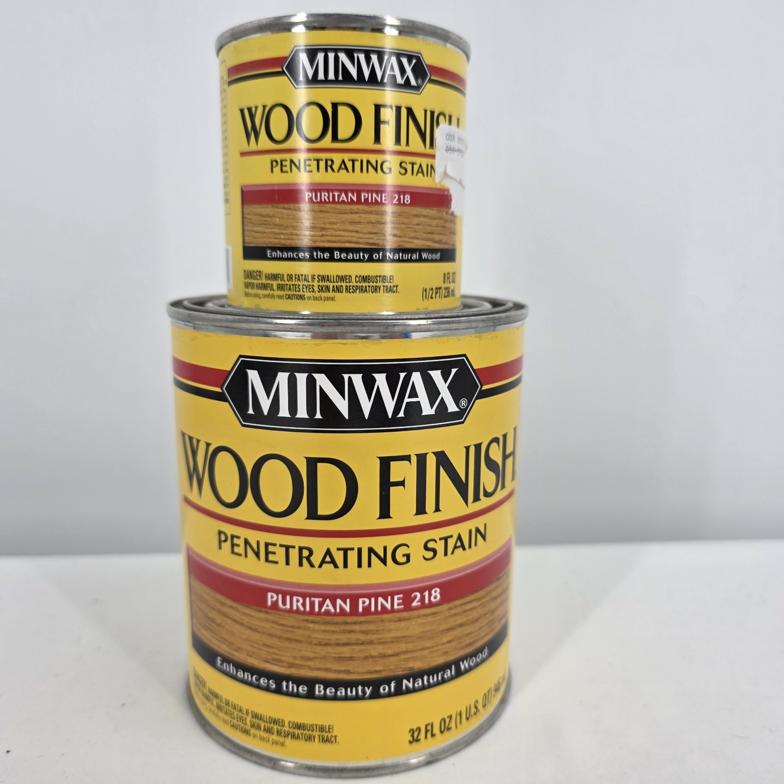 Minwax 218 Puritan Pine Finish Oil-Based Wood Stain 2 New Cans: 1/2 Pint & Quart