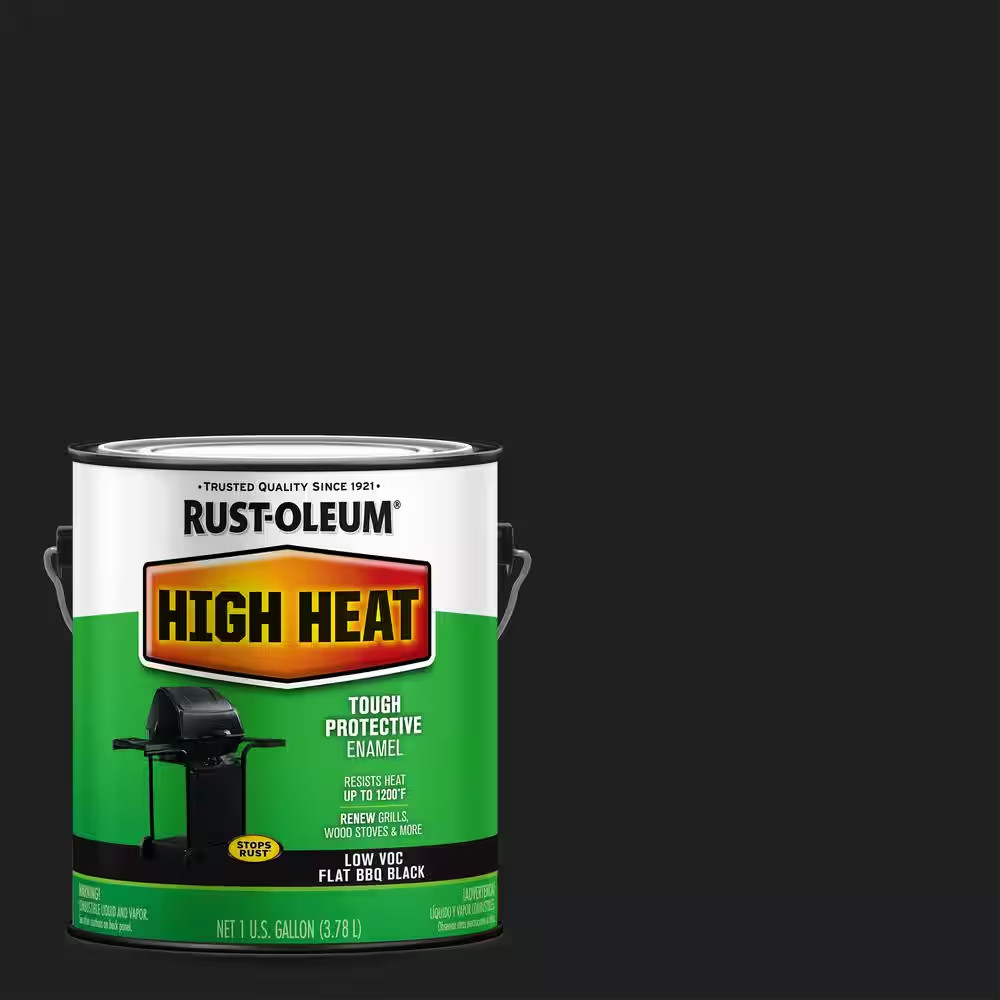 1 Gal. High Heat Flat Bar-B-Que Black Low VOC Enamel Interior/Exterior Paint (2-