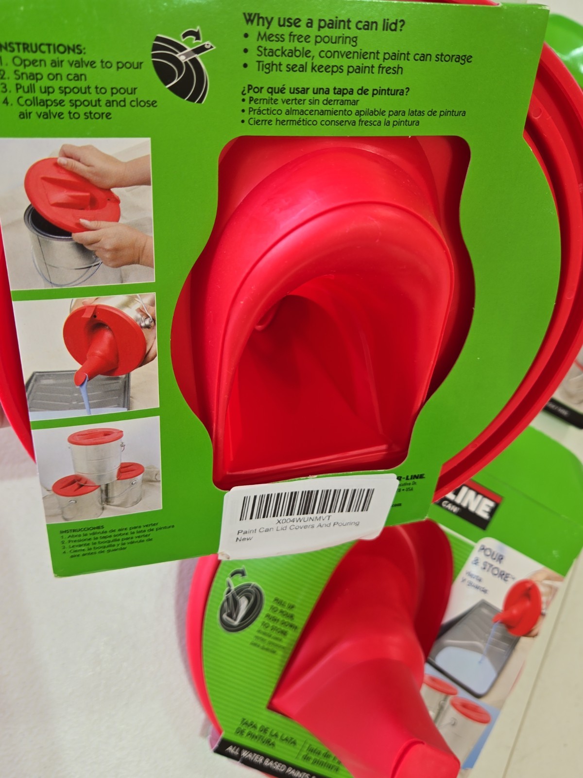 Bundle Set Of 4 ShurLine Quart Store and Pour Paint Can Lids New: Save Paint