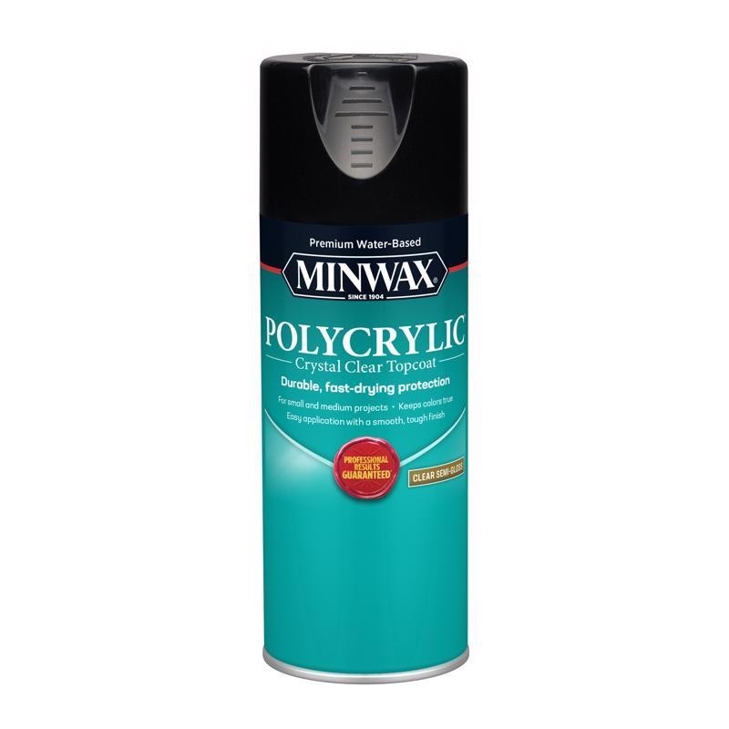 Minwax Polycrylic Crystal Clear Top Coat SPRAY Polyurethane SEMI GLOSS ~ 11.5oz