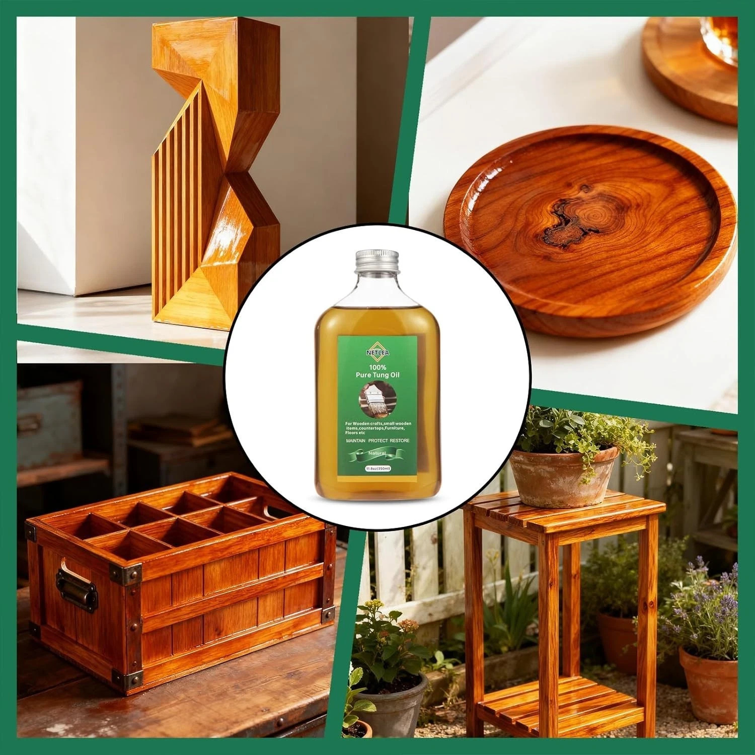Pure Tung Oil 11.8oz Wood Finish Natural Woodworking Oil DIY Furniture Craft