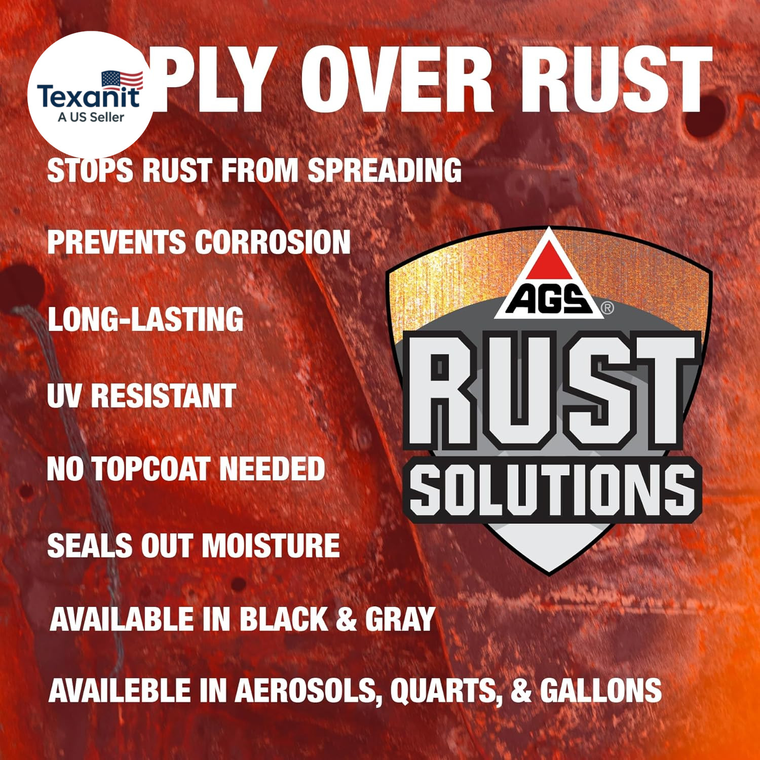 Rust Stop Spray Paint for Metal, 14Oz Aerosol Can – Matte Black Finish, Epoxy-Fo