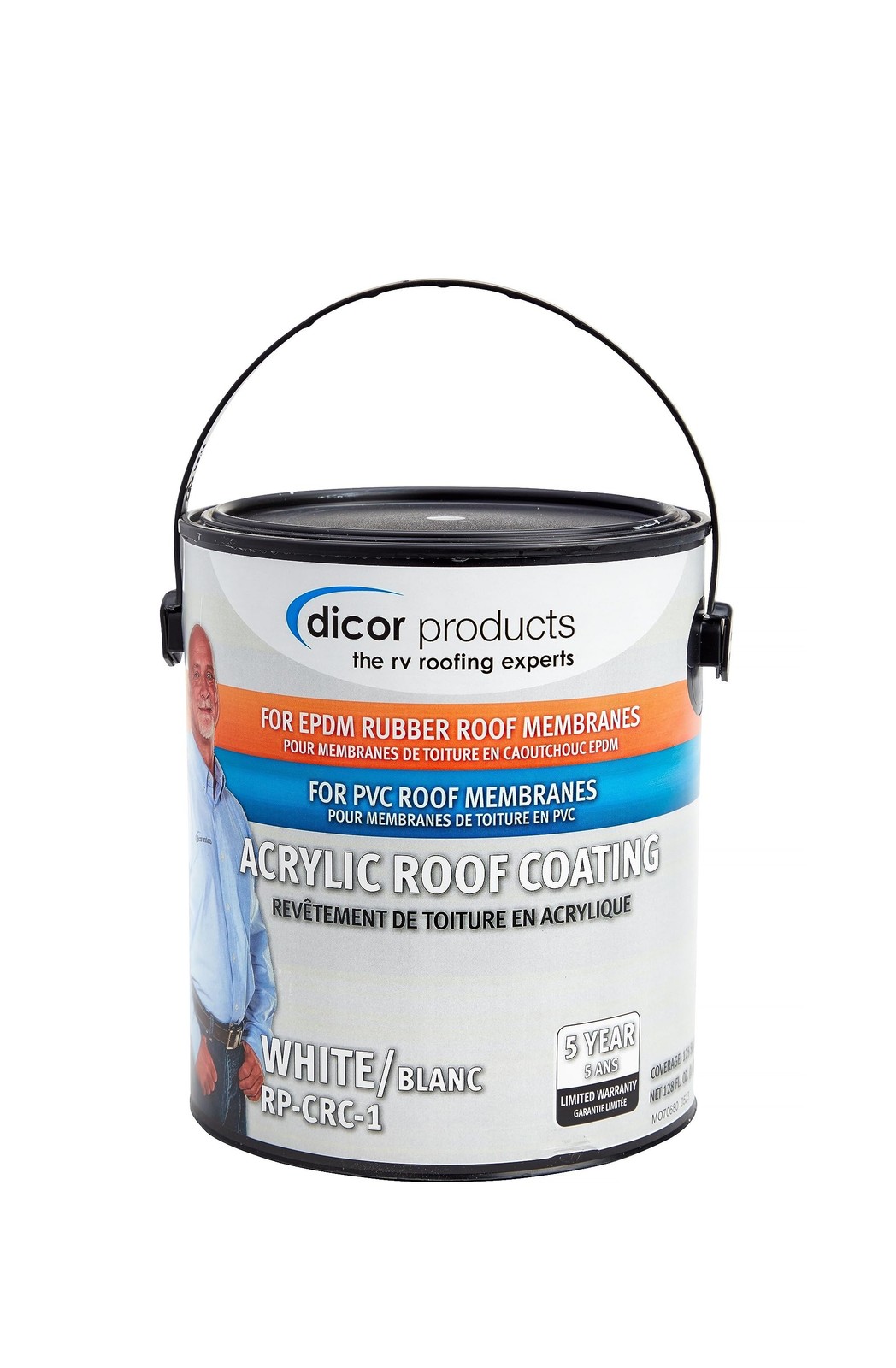 Dicor RP-CRC-1 EPDM Rubber Roof Acrylic Coating Part 2 – White, 1 Gallon