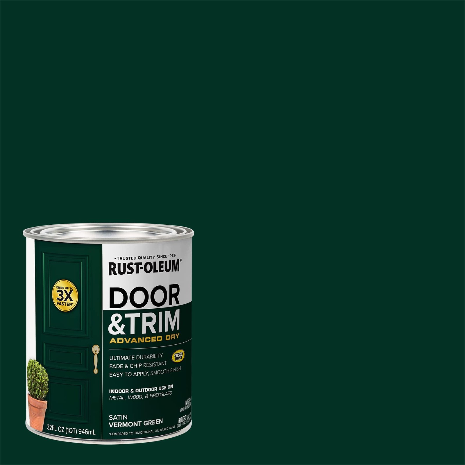 Rust-Oleum 376514 Advanced Dry Door 32 Fl Oz (Pack of 1), Satin Vermont Green