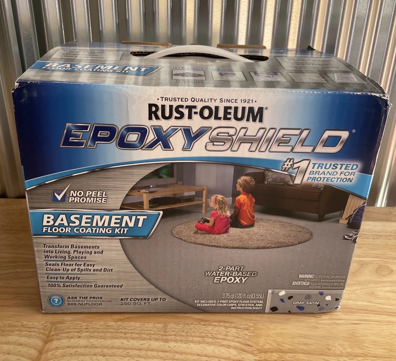 Rust-Oleum EpoxyShield 391282 Basement Floor Coating Kit Gray Satin 250sq.ft NEW