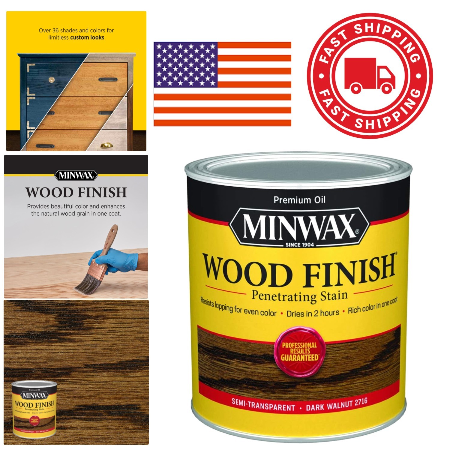 Wood Finish Dark Walnut Penetrating Stain 1 Quart Oil Based for Interior Use