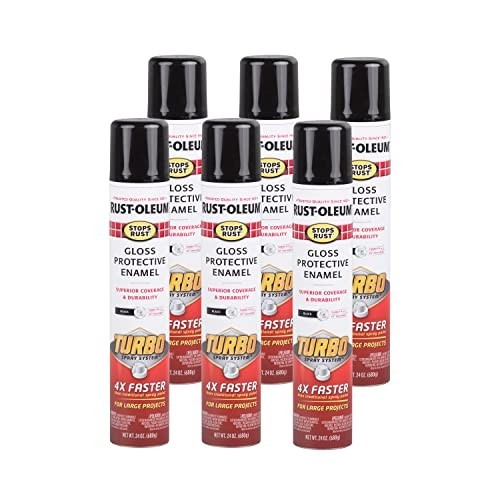 6 Pack Rust-Oleum 334128-6PK Stops Rust Turbo Spray System Spray Paint, 24 oz, G