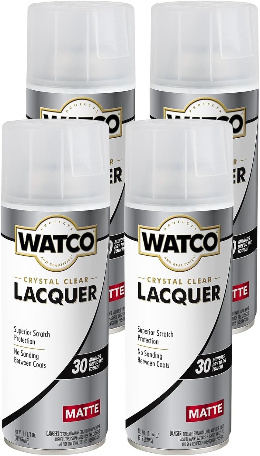 Durable Clear Matte Lacquer Spray – 4 Cans, 11.25 oz for Easy Wood Protection