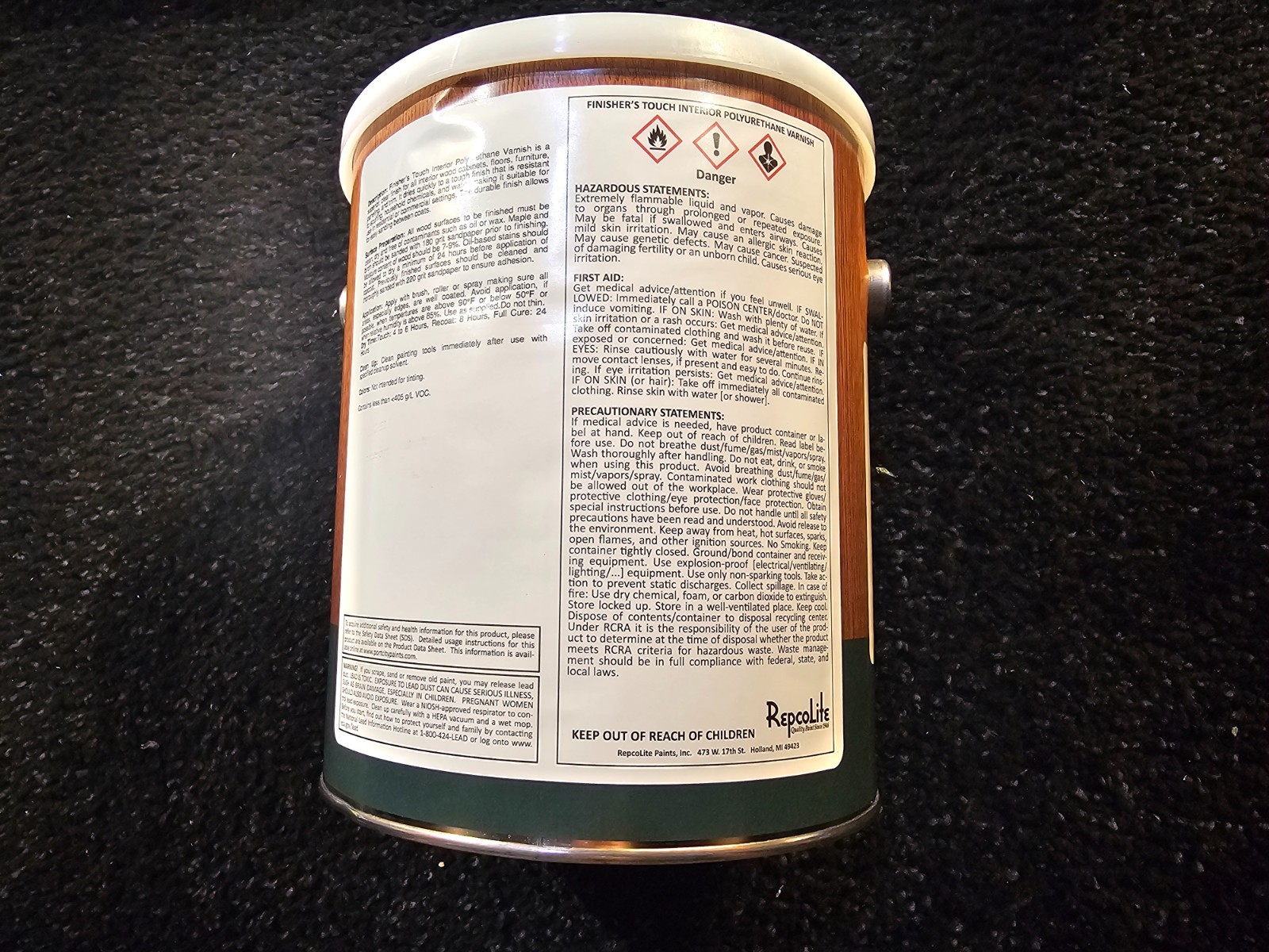 (QTY4)Repcolite Finisher’s Touch Interior Polyurethane Varnish Soft Gloss 3.785L