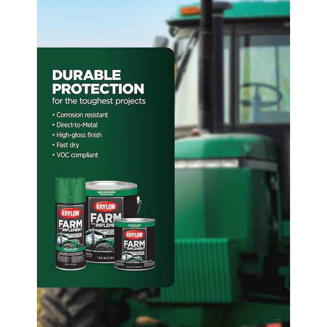 Krylon Farm and Implement High-gloss Tractor Green Spray paint ( NET WT. 12-oz )