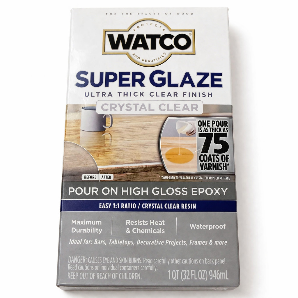 Rust-Oleum Watco- Super Glaze Pour High Gloss Epoxy Crystal Clear 1qt. Pre-Dyed