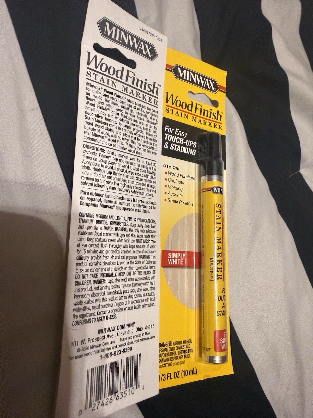 Lot Of 2 Minwax Wood Furniture Finish Stain Marker, Simply White 275, 10mL Each