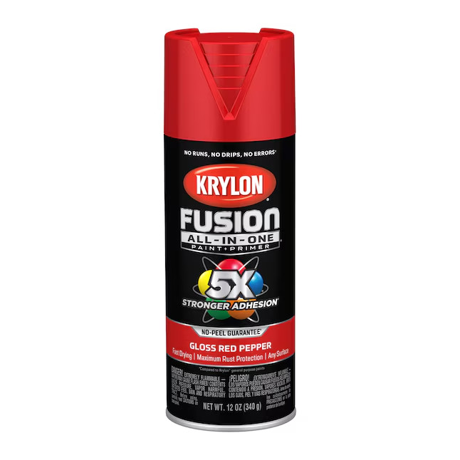 4 Pack Krylon Fusion All-In-One Gloss Red Pepper Spray Paint and Primer 12oz New