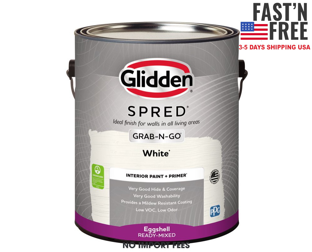 Glidden Spred Grab-N-Go White Eggshell Interior Paint with Primer, 1 Gallon