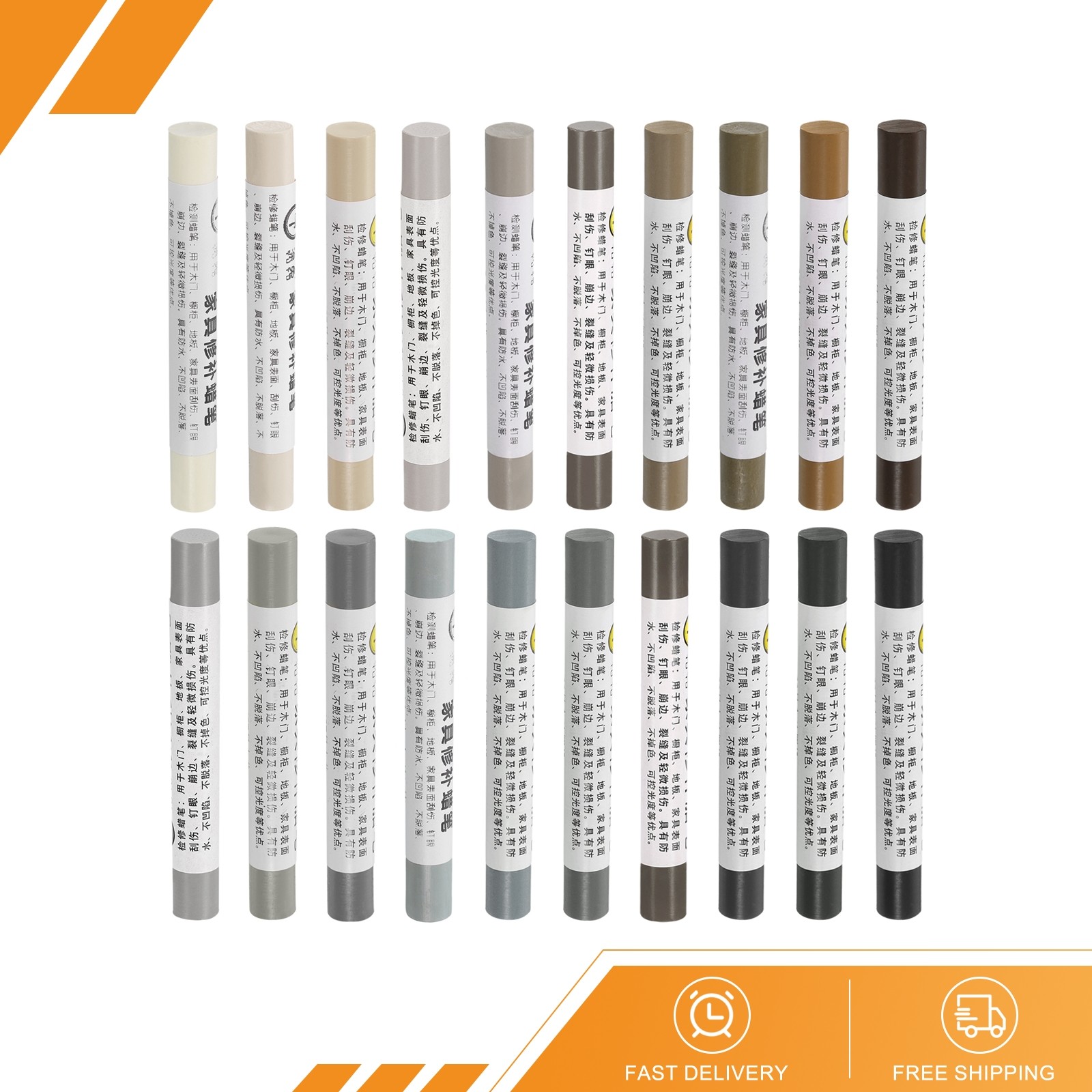 20Pcs Furniture Repair Crayons Wax Filler Stick Touch Up Pen Markers Gray