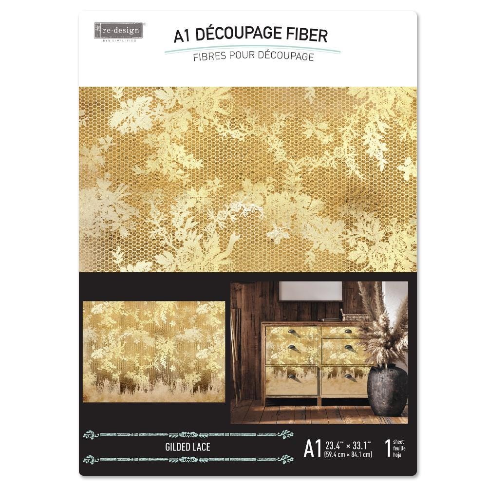 GILDED LACE | Decoupage Decor Tissue Paper for Furniture | 23.4″x33.1″|