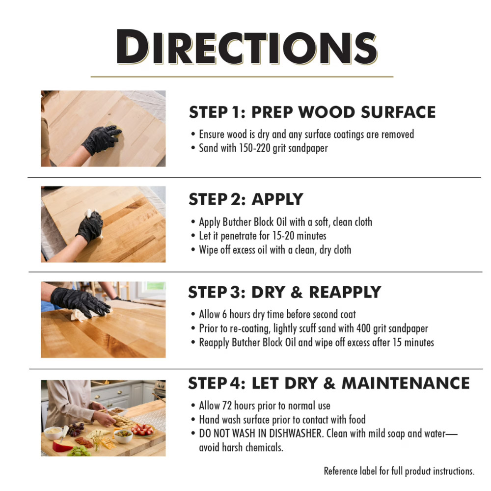 2 Pack Rust-Oleum Watco Butcher Block Oil, Clear, Wood Finish, Food Safe, 16 oz