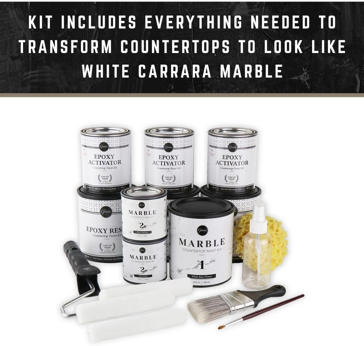 Marble Easy Epoxy Countertop Paint Kit Carrara White