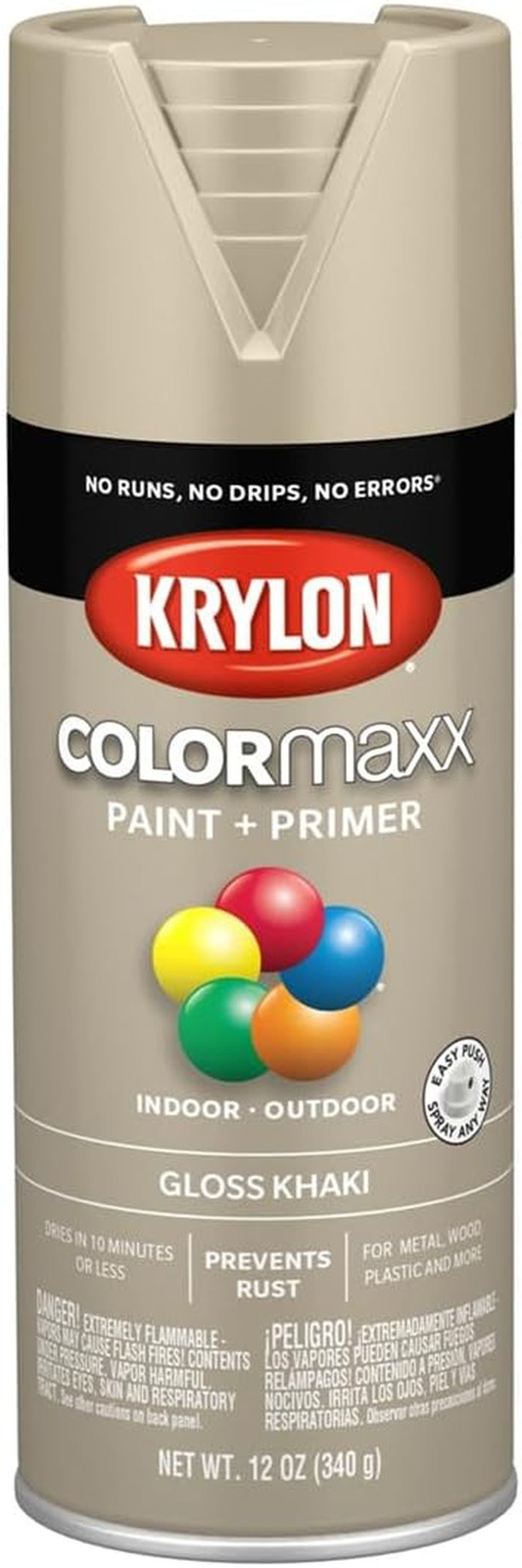 Krylon K05526007 Colormaxx Spray Paint and Primer Gloss Khaki, 12 Ounce