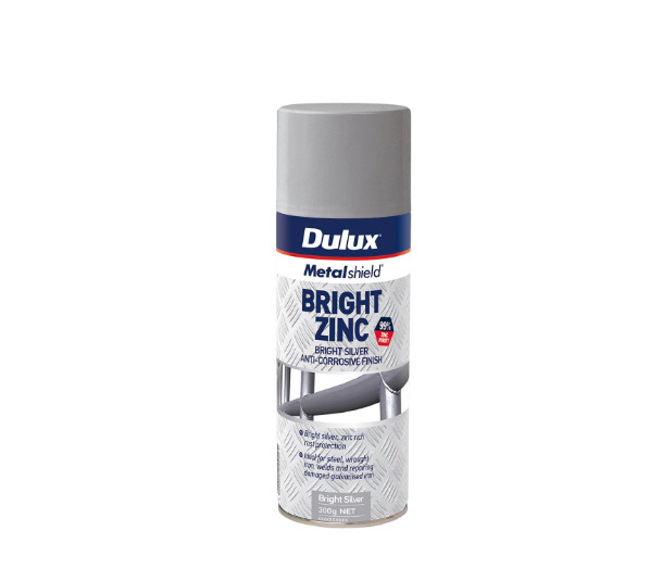 Dulux 300g Metalshield Bright Zinc Anti-Corrosive Finish Silver