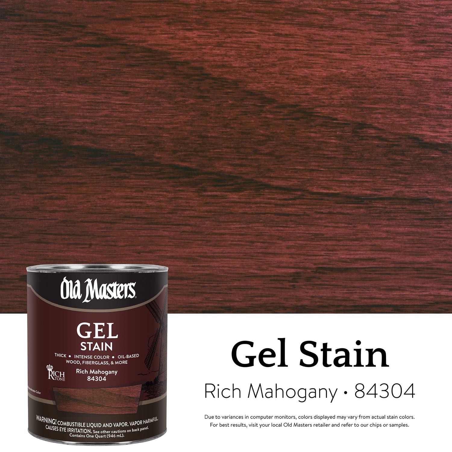 Old Masters 84304 Interior and Exterior Mahogany Gel Stain 1 qt.